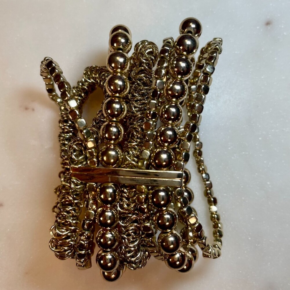 Gold Tone Beaded Stacked Bracelet